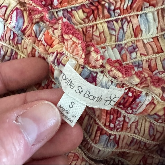 Poupette St Barth 'Soledad' Smocked Floral Mini Dress Size Small - Picture 7 of 8